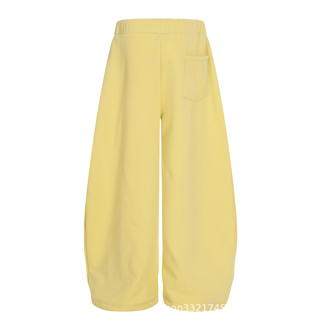 Starry Embroidery Fleece Lined Casual Pants For Women Loose Fit Trousers