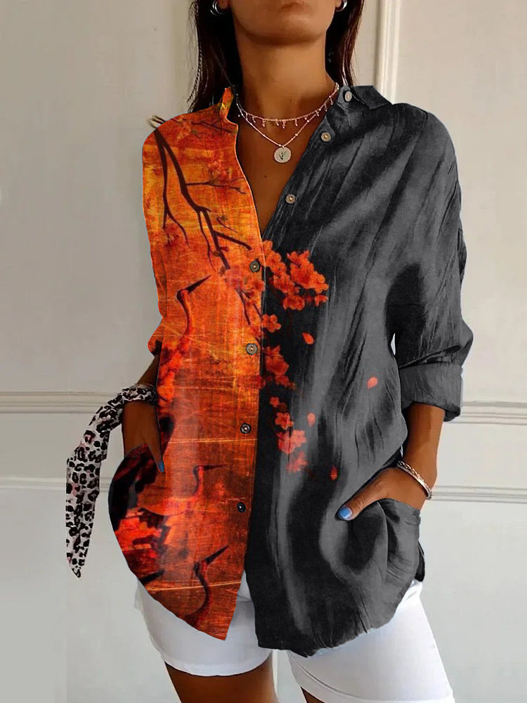 New Women's Long Sleeved Shirt For Summer Fashion, 3D Printed Shirt With Floral Pattern