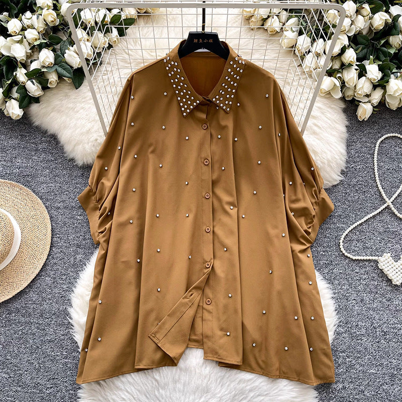 Fashionable Batwing Sleeve Loose Heavy Work Casual Shirt