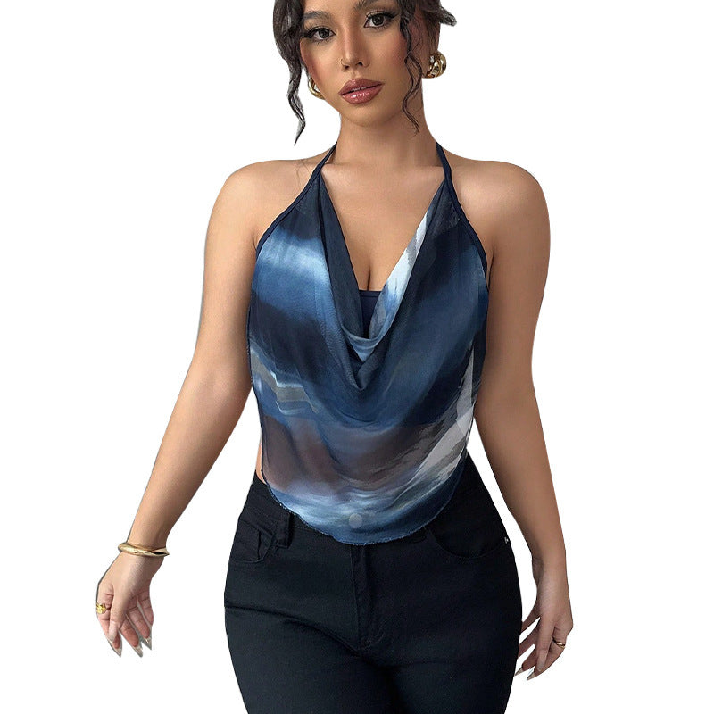 Women's Sexy European And American Style Straps Tulle Halter Vest
