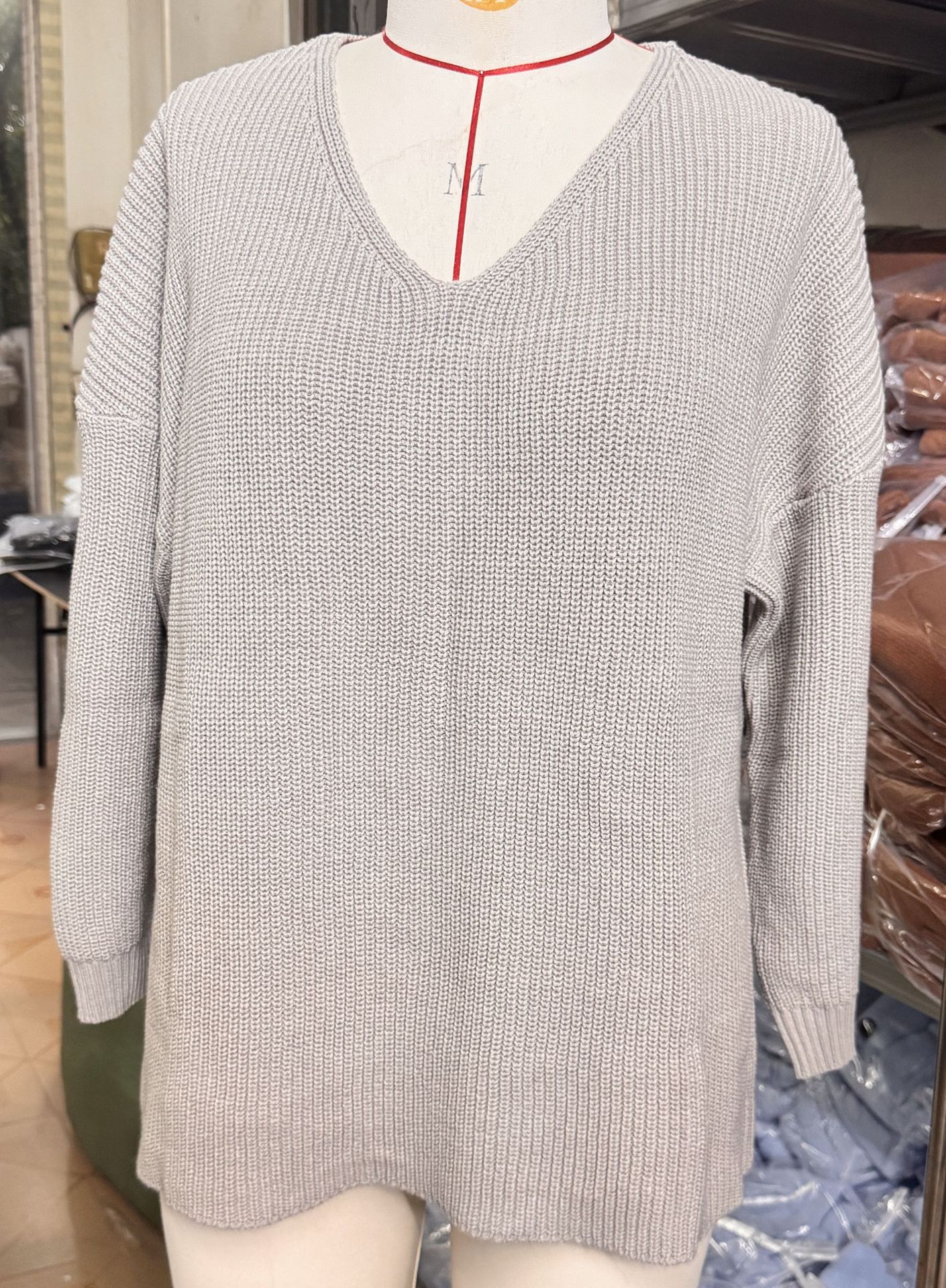 V-neck Loose-fitting Long-sleeve Sweater