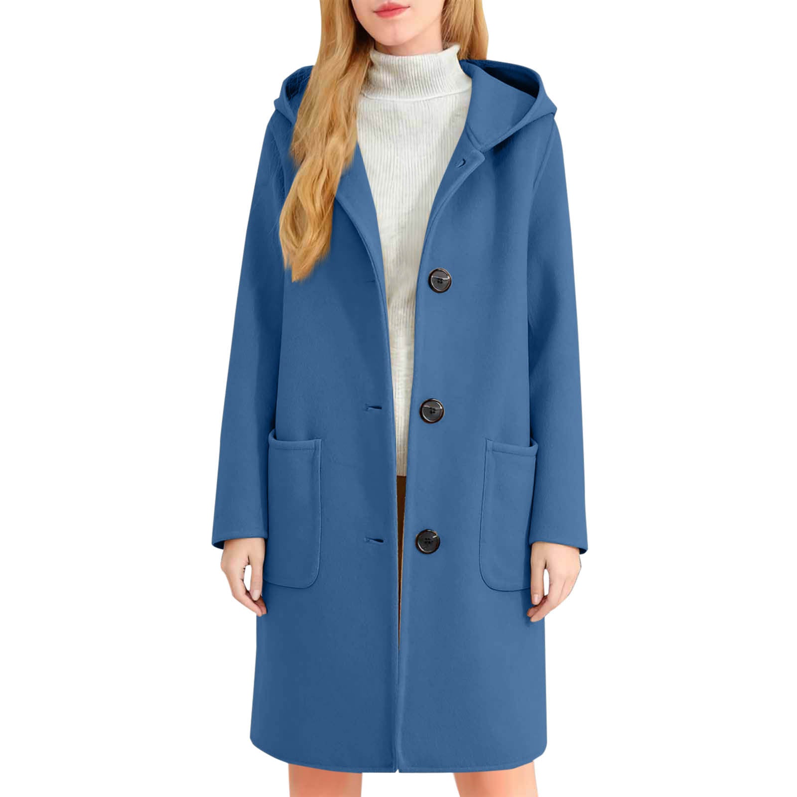 Womens Double-Faced Wool Coat With Hood