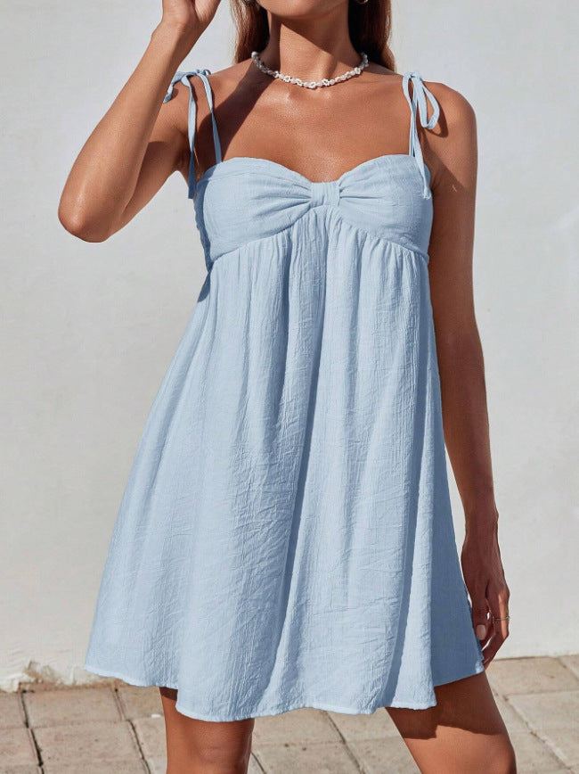 Stylish Comfortable Mini Solid-color Loose-fit Slip Dress