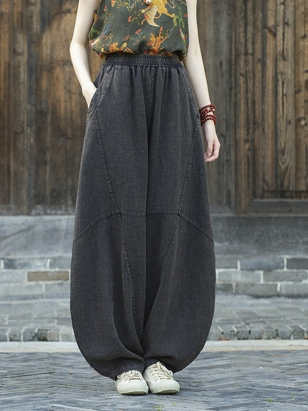 Artistic Retro Cotton And Linen Women's Distressed Loose Casual Pants