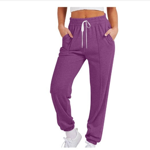 Women's Casual Drawstring Solid Color Sports Jogger Pants