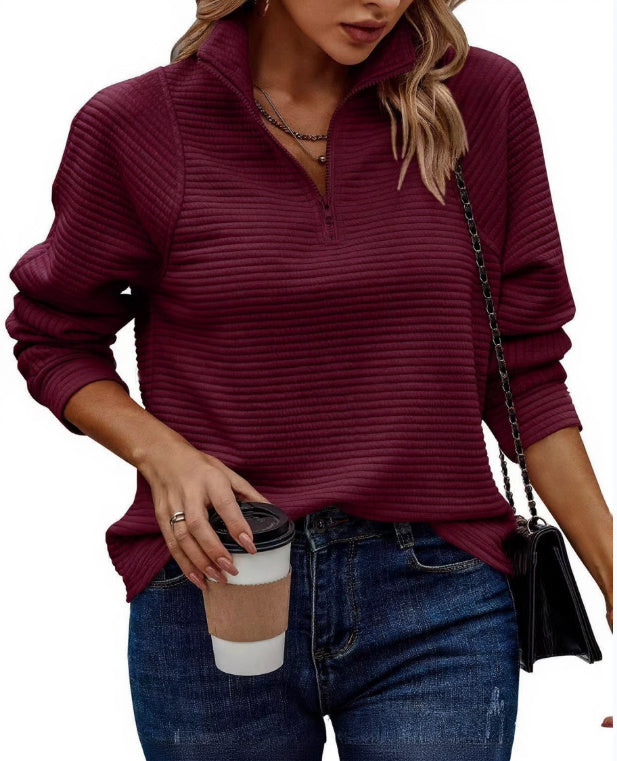 Amazon Best-selling Zip-neck Solid Color Hoodie For Women In Europe And America