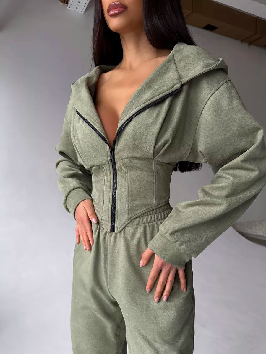 Waist Hooded Sweater Trousers Suit Sports And Leisure