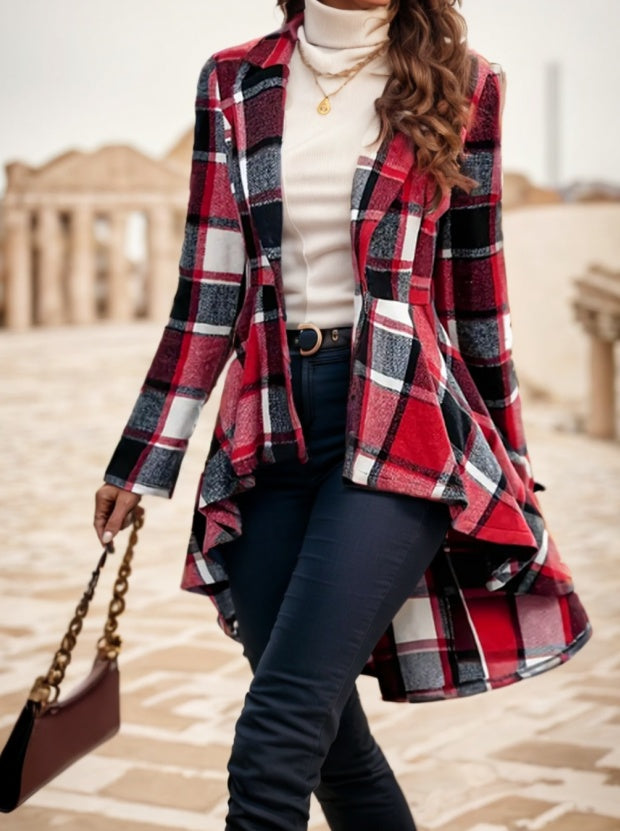 Women's Plaid Pattern Button Front Jacket