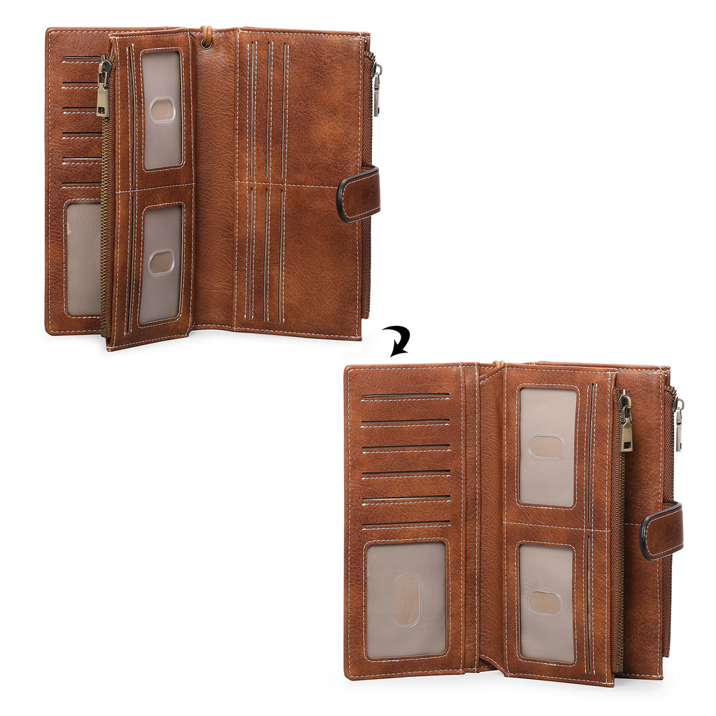 Long Wallet Multi-functional Vintage Tri-fold Purse