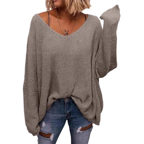 V-neck Loose-fitting Long-sleeve Sweater
