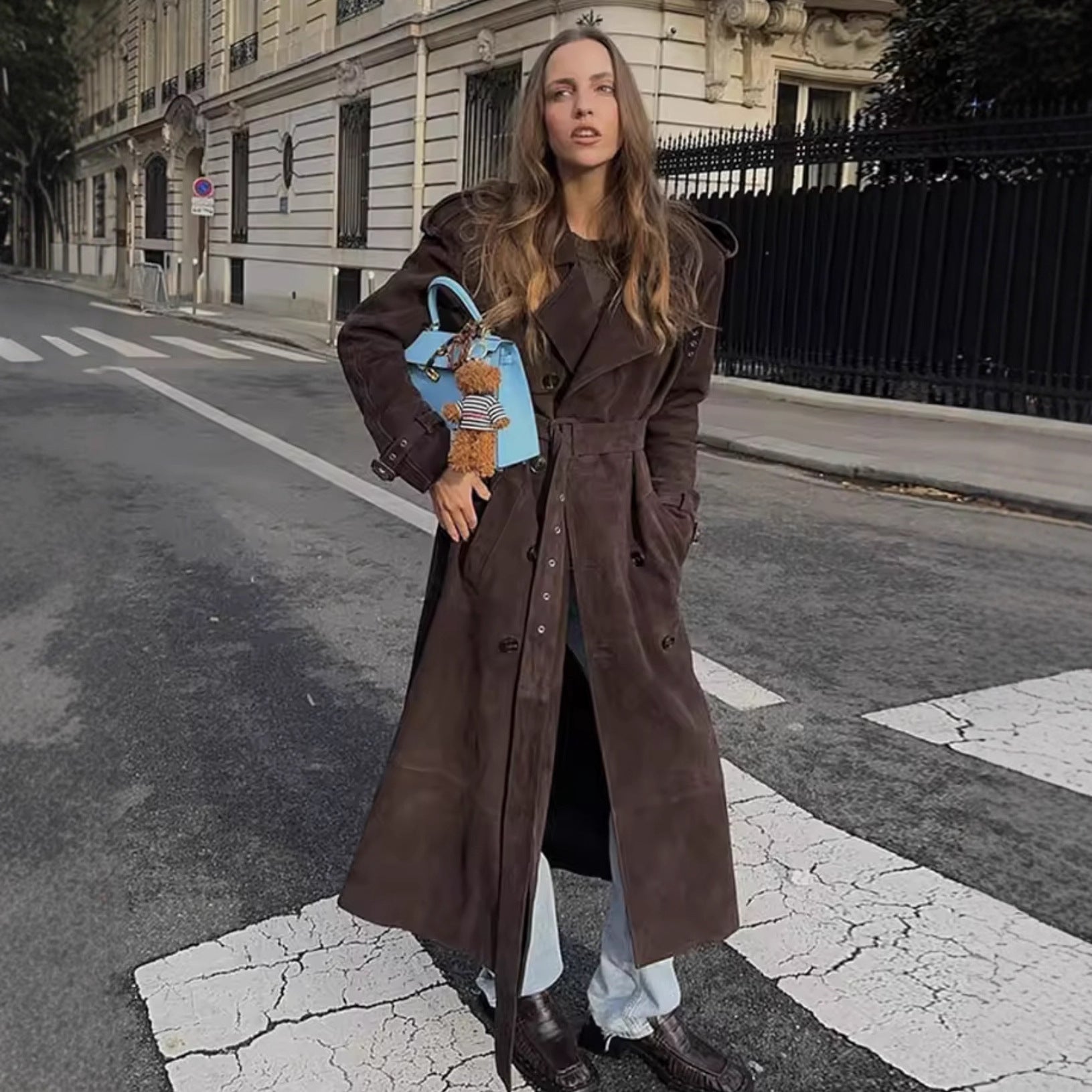 Womens Fashion Casual Mid Length Trench Coat Chic And Relaxed Fit Wool Outerwear