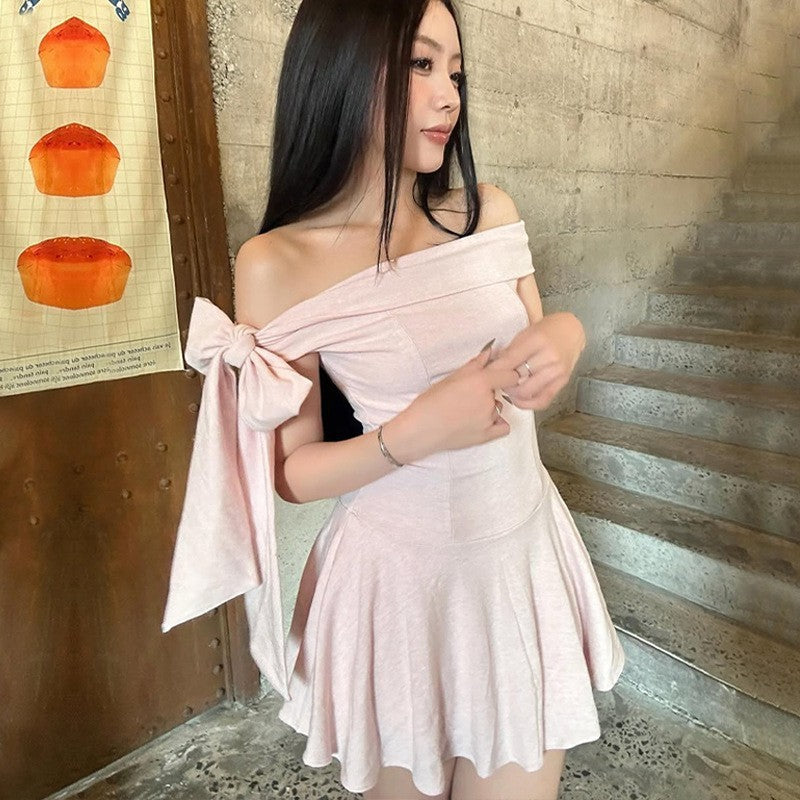 Off-shoulder Bow Girl Dress Europe And America