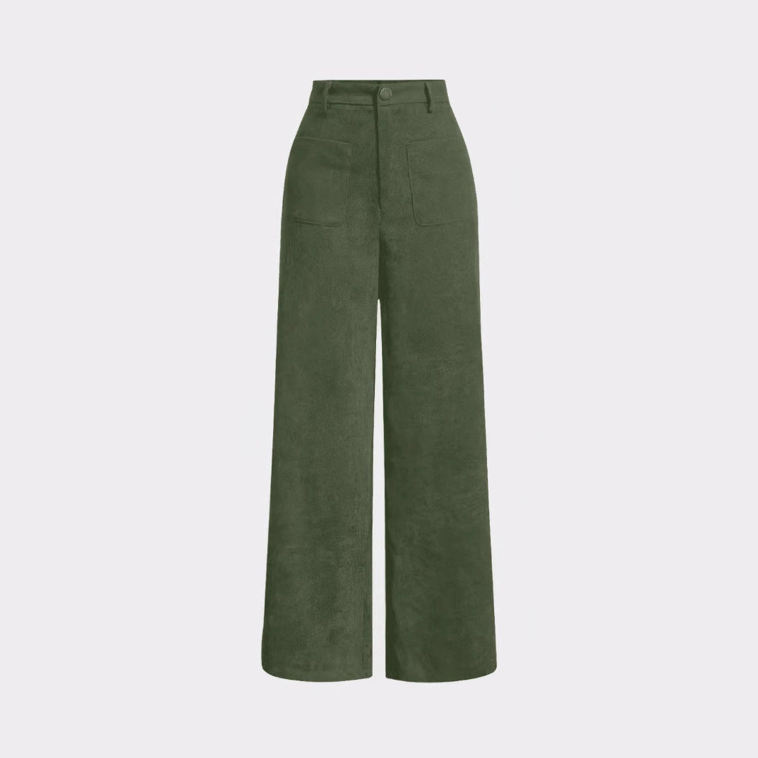 Tall Loose All-matching Corduroy Retro Straight-leg Trousers
