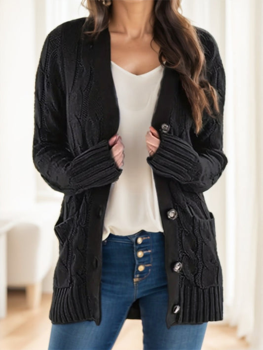 Women'S Vintage-Inspired Loose-Fit Cardigan With Double Buttons