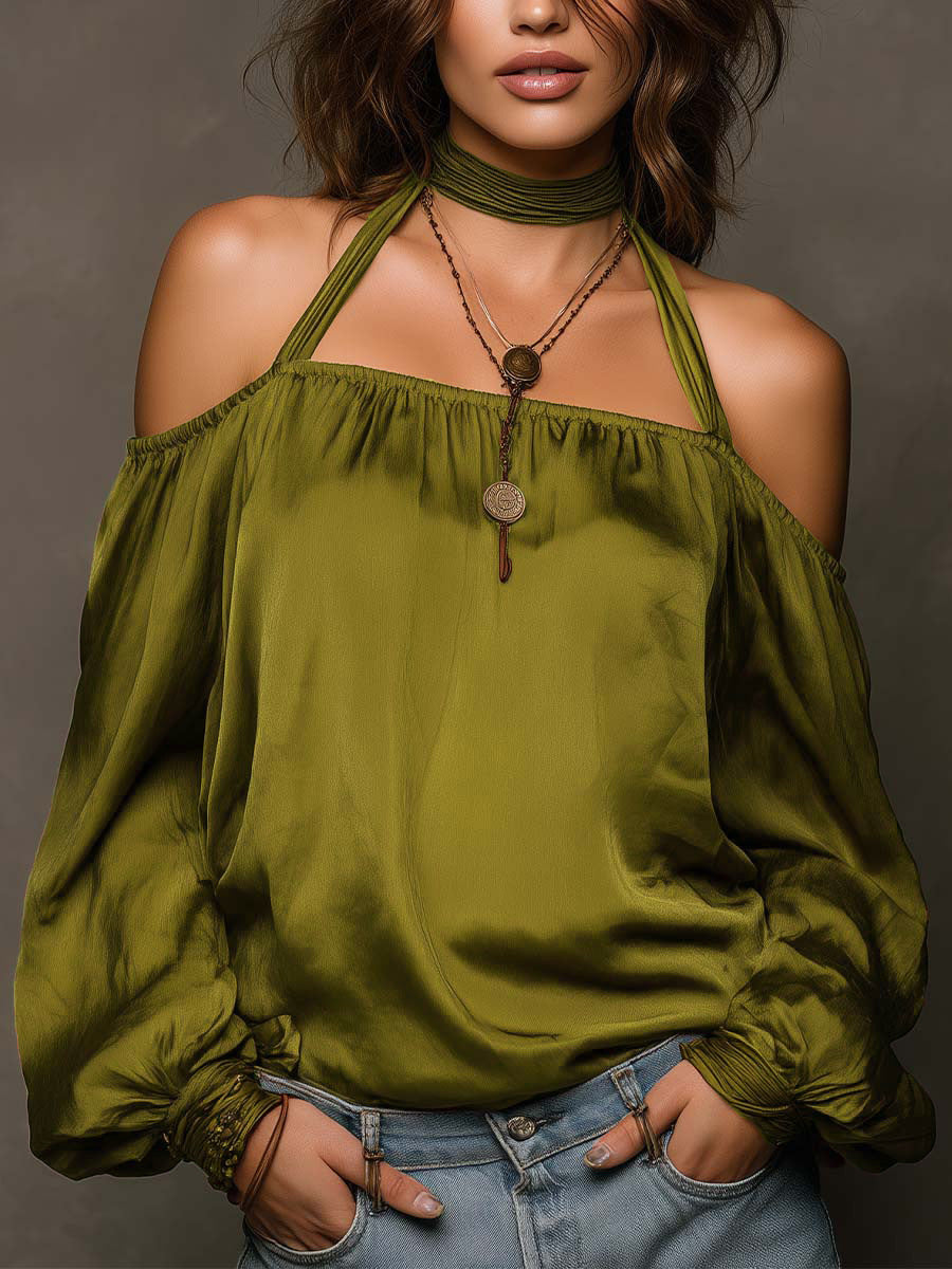 Stylish Casual Off-shoulder Satin Top