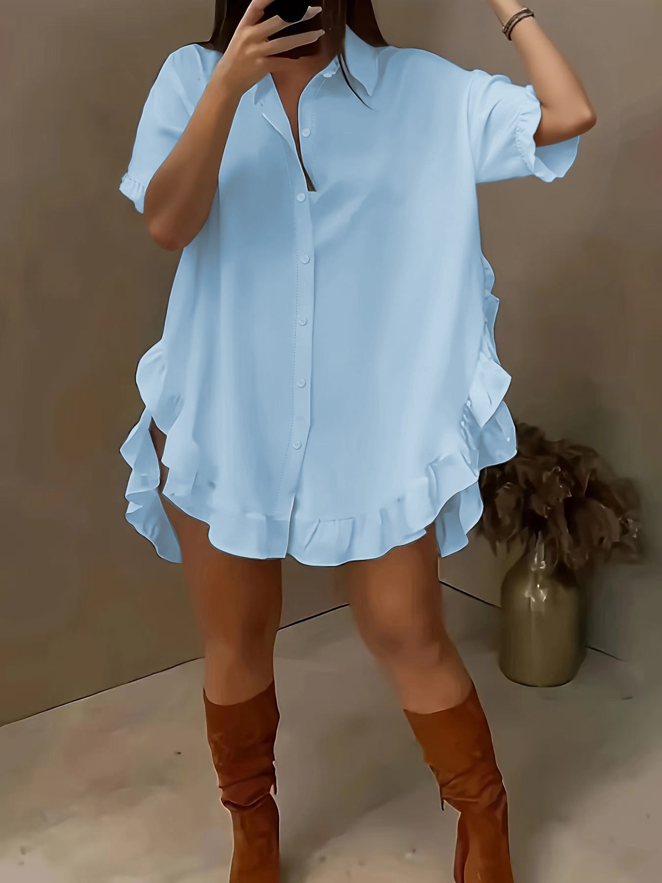 Spring And Summer Shirt Loose Solid Color Women's Clothing