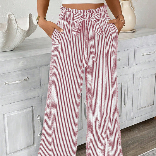 Women's Striped Elegant Straight-leg Pants