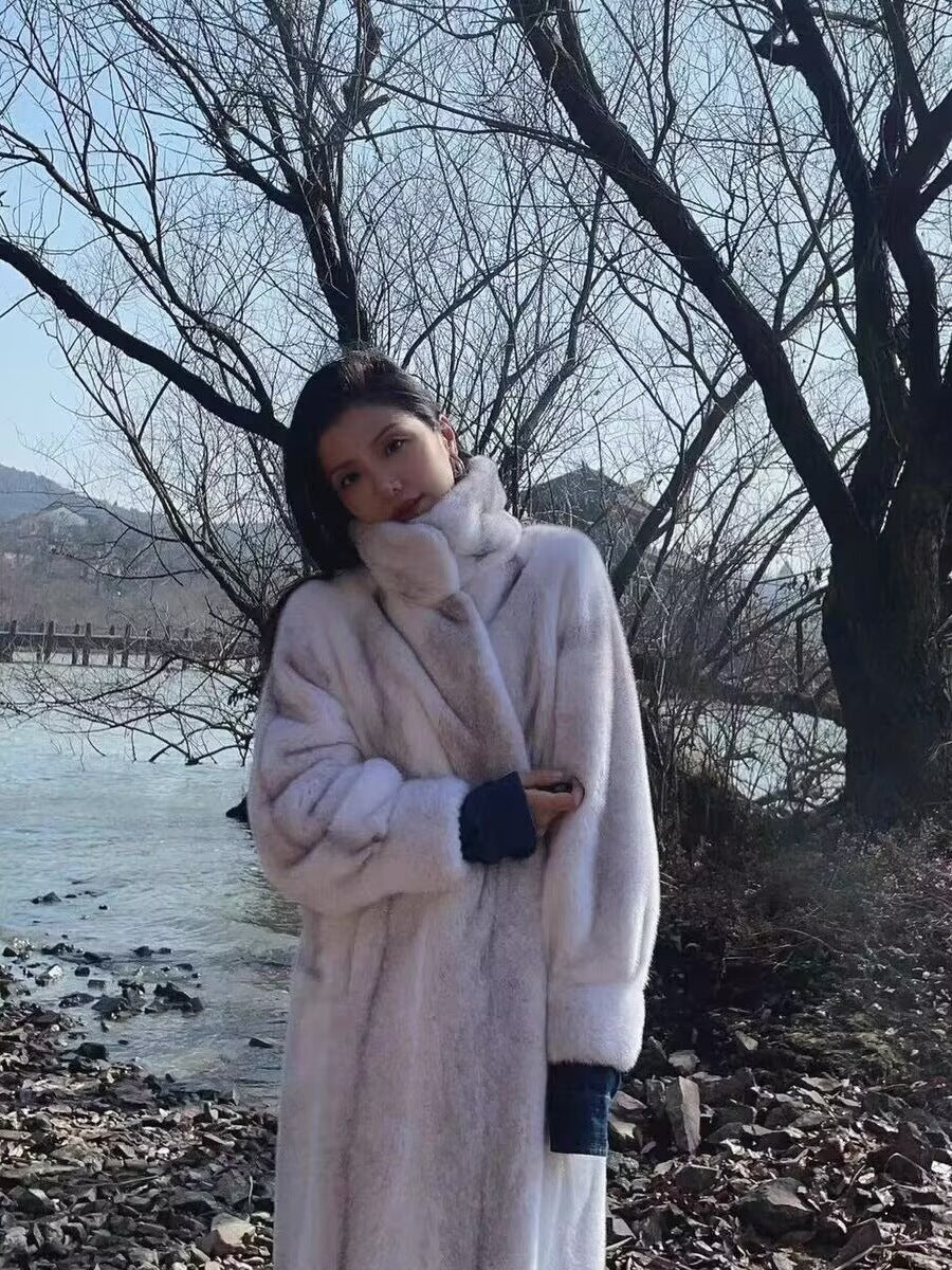 Women's Cross-Design Mink Fur CoatFull-Fur Integrated Design