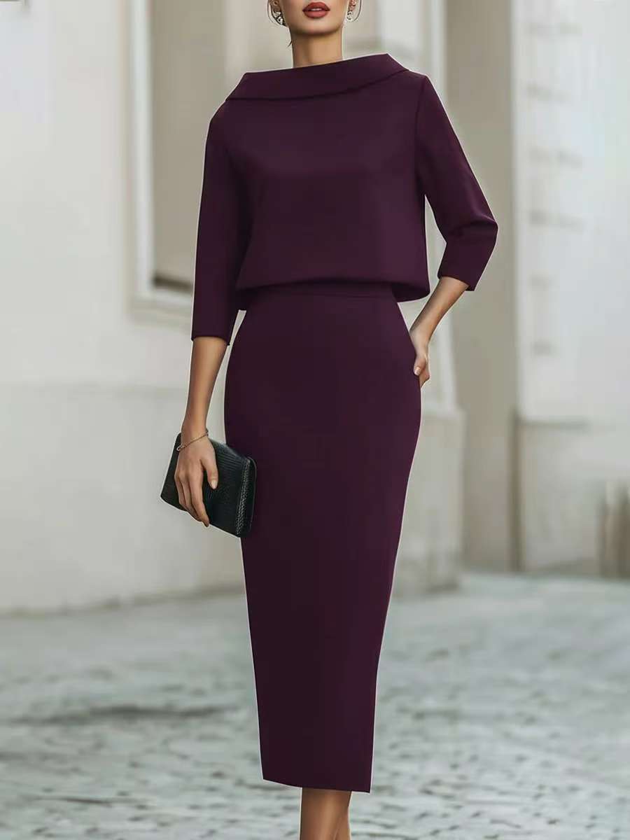 Stylish Urban Commuter Two-piece Set Featuring A Bodycon Skirt And Top