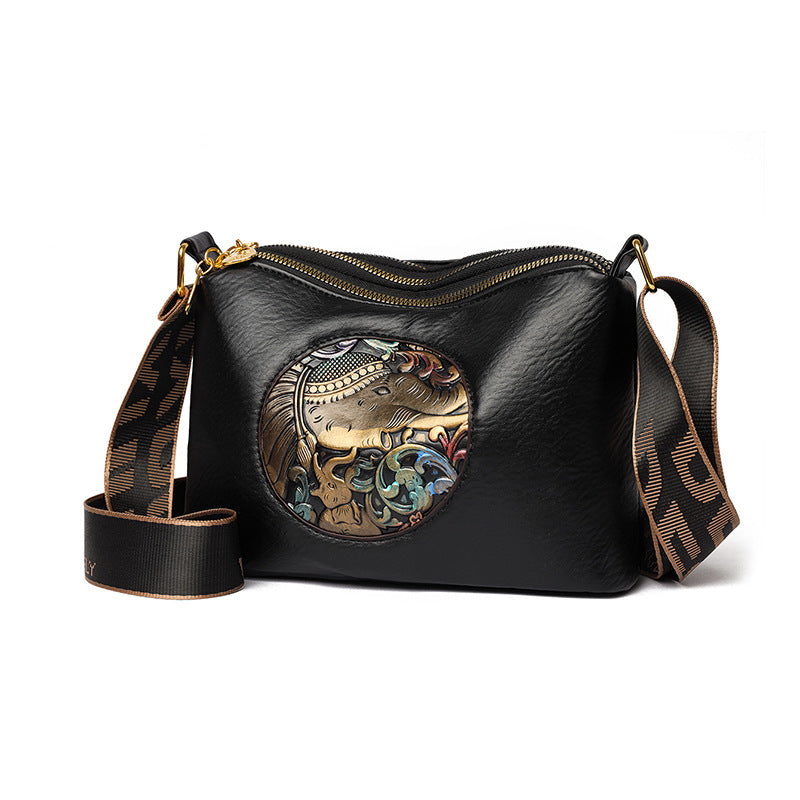 Multi-Compartment High-Capacity Retro Chinese-Style Shoulder Bag