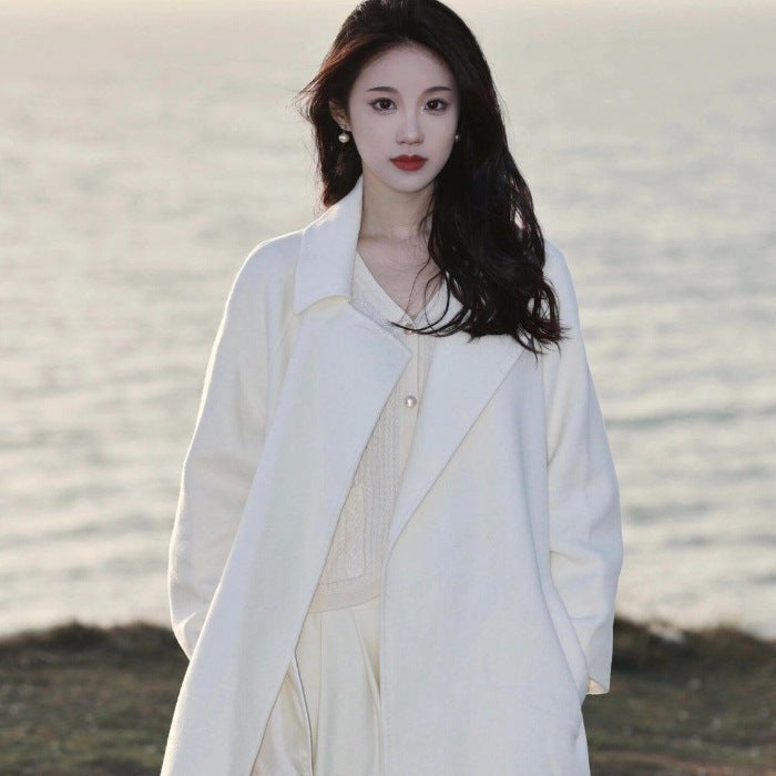 New Year Wool Coat With Down Liner For Women Long Style Outerwear