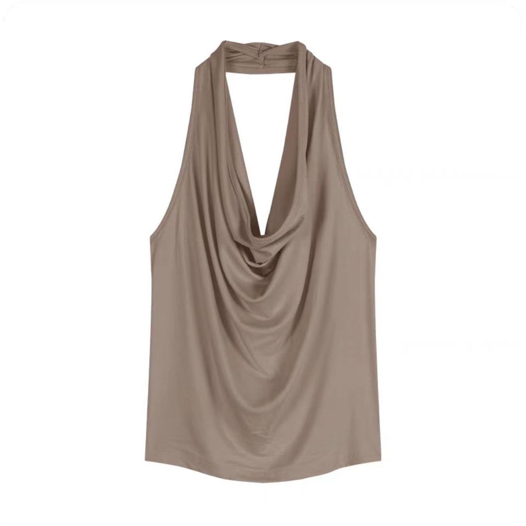 Spicy Girl-fit Sexy Boatneck Halterneck Sleeveless Top