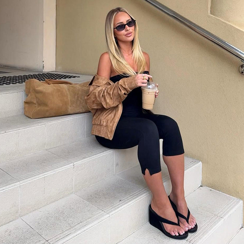 Women's Sleeveless Tube Top Long Jumpsuit