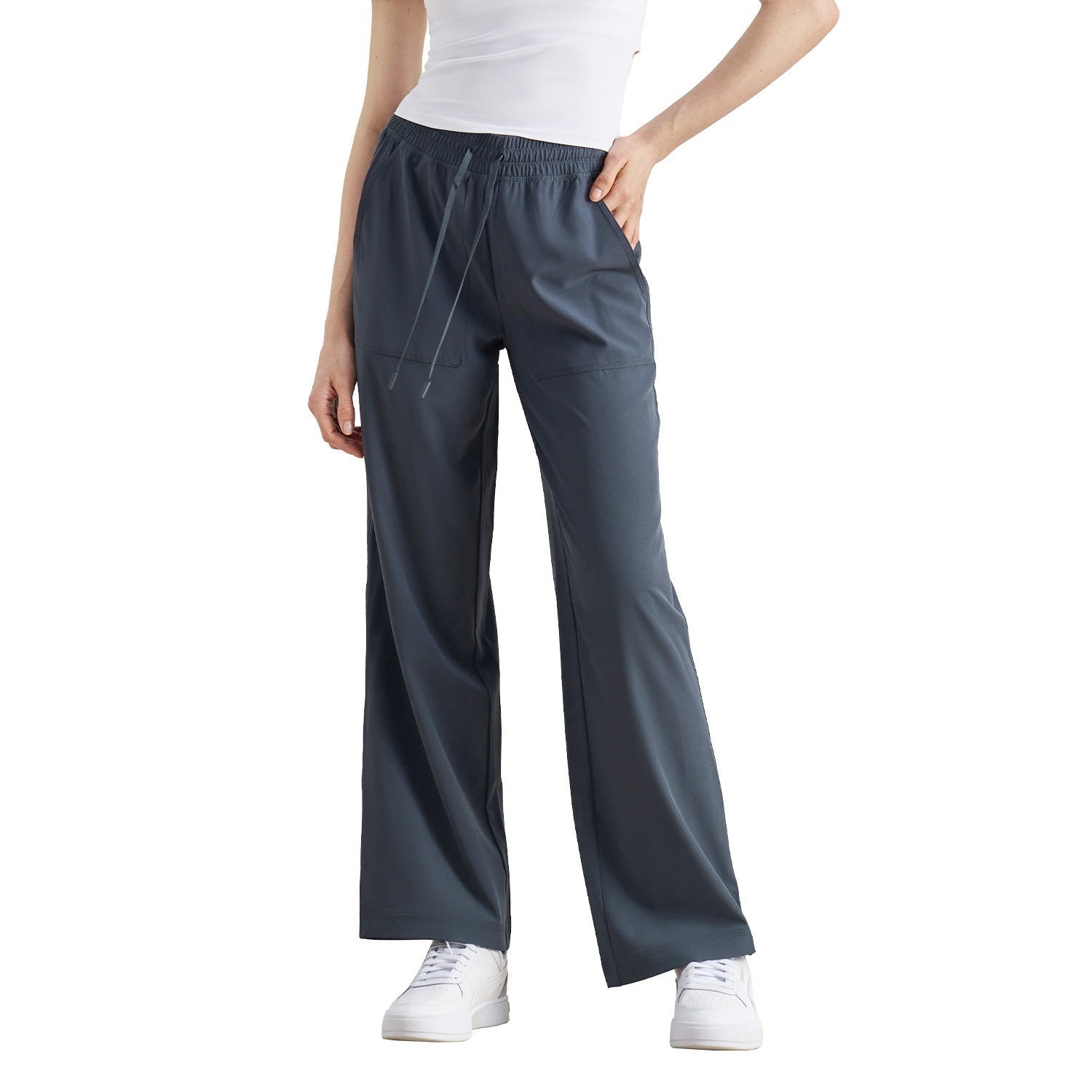 Pleated Baggy Straight Trousers Widened High Waist Wide Leg Drawstring Paratrooper Pants