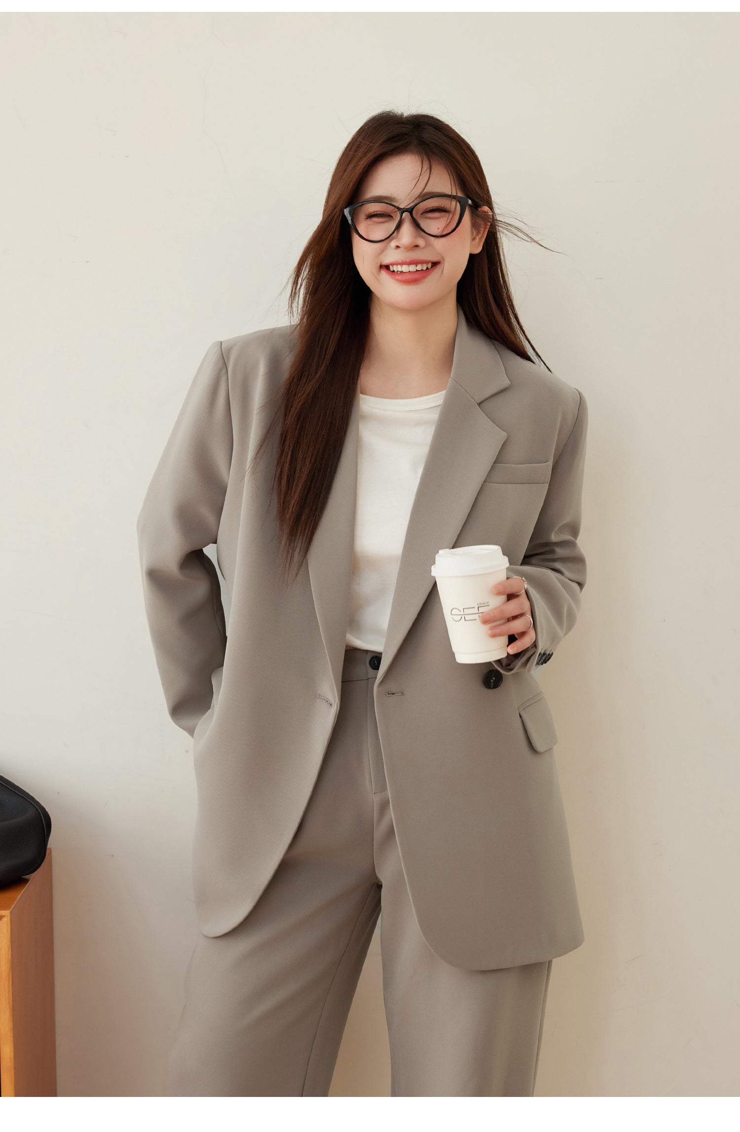 Slightly Plump Mm High-end Accent Casual Suit Set Loose Two-piece Suit