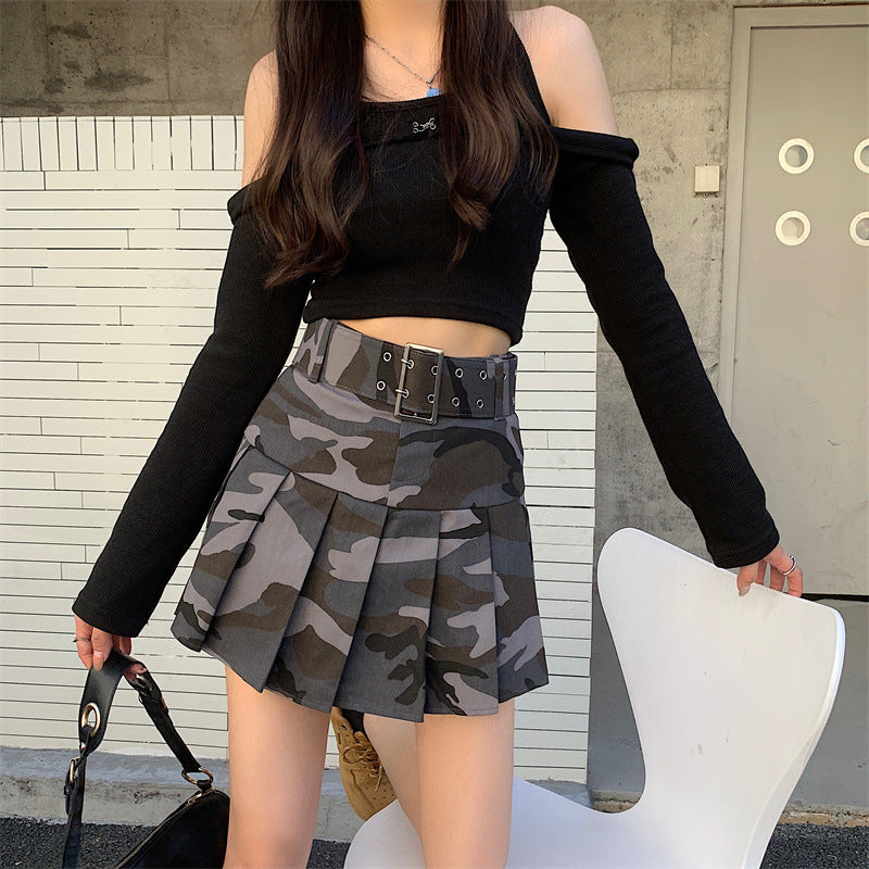 Versatile High-waisted Pleated Mini Skirt For Spring And Fall