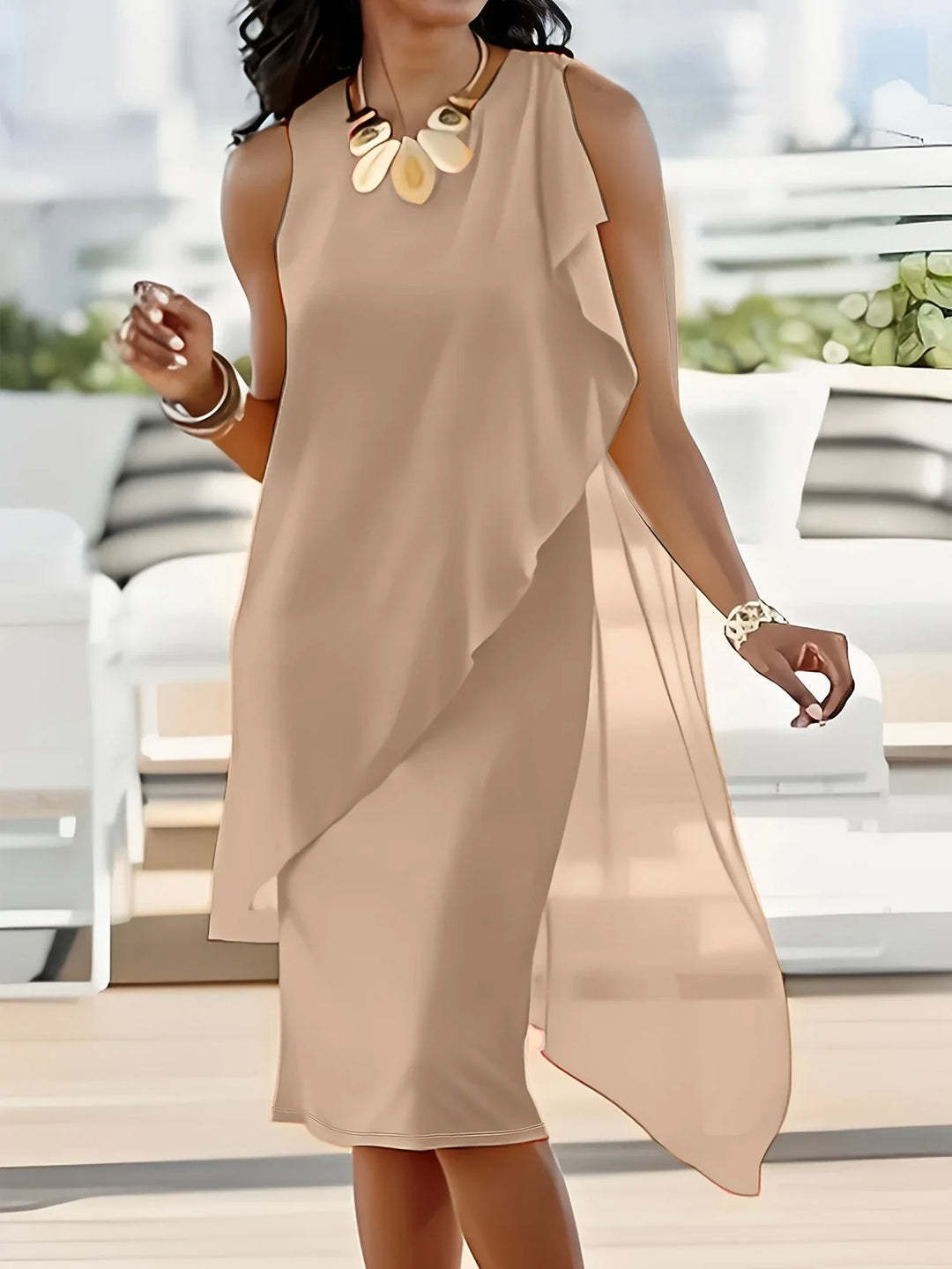 Elegant Irregular Chiffon Sleeveless Dress
