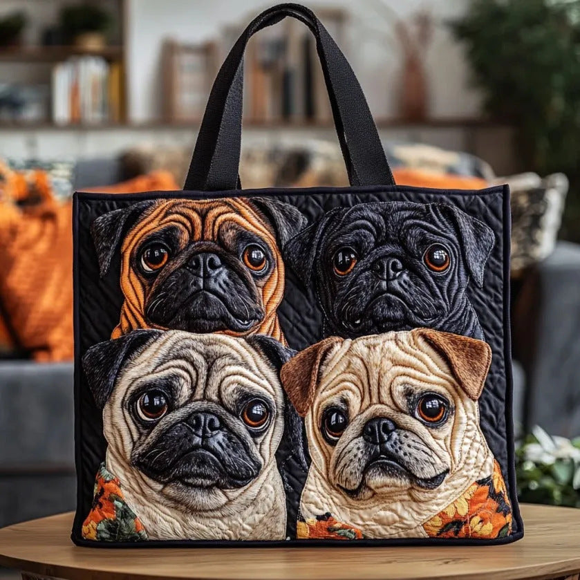 300g Canvas Dog-Printed Tote And Shoulder Bag