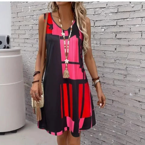 Casual Versatile And Stylish Striped V-neck Dress