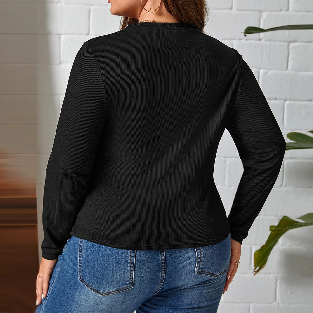 Women's Round-neck Slim-fit Asymmetric Knit Long-sleeve Versatile Top