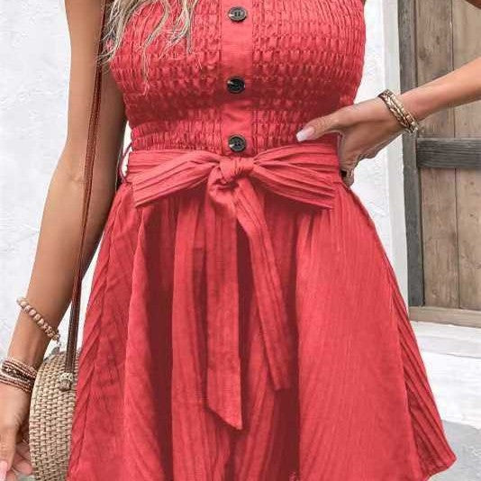 Women's Clothing Pure Color Tied Tube Top Sexy Fashion Casual Jumpsuit