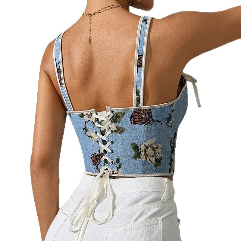 European American And French Style Floral Vintage Vest