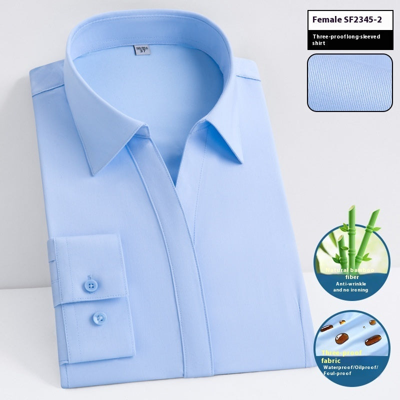 Ladies' Short Sleeved Waterproof, Oil Resistant And Stain Resistant Bamboo Fiber