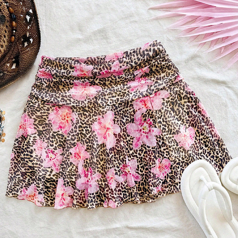 Women's Leopard Print Skirt Vacation Style