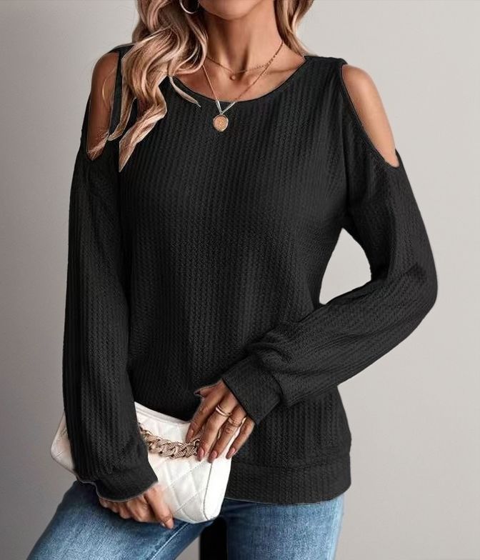 Autumn And Winter New Off-shoulder Casual Long-sleeve T-shirt Women's Casual Wear