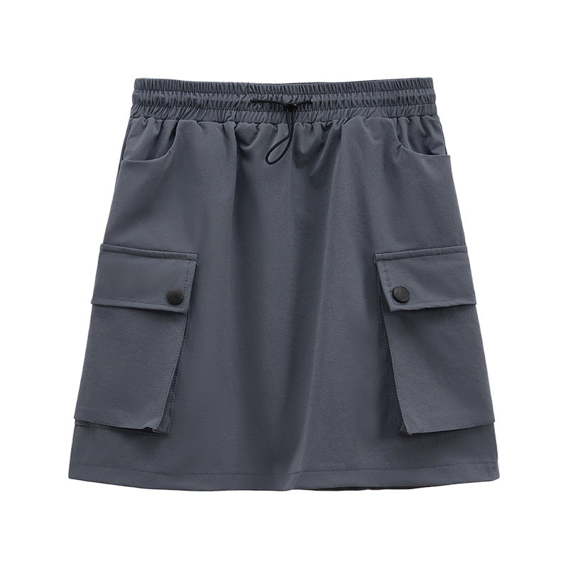 Adjustable-Waist Drawstring Cargo Skirt