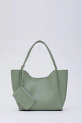 Mint Green SHK108 Faux Leather Women Hand And Shoulder Bag With Wallet And Makeup Bag