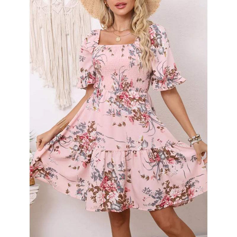 Floral-print Princess-sleeve Dress