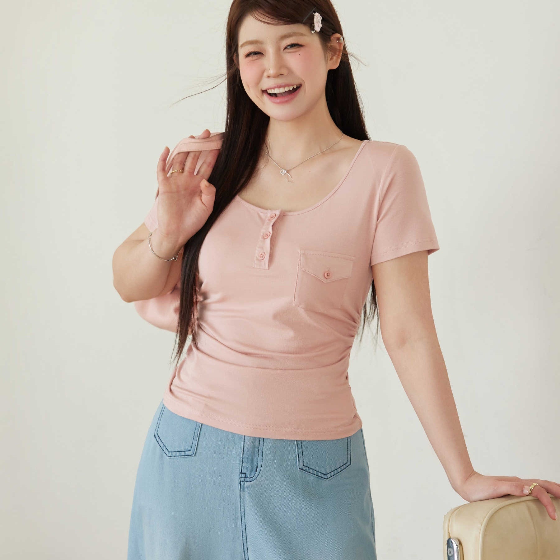 Soft And Slim Short Sleeved Top T-shirt