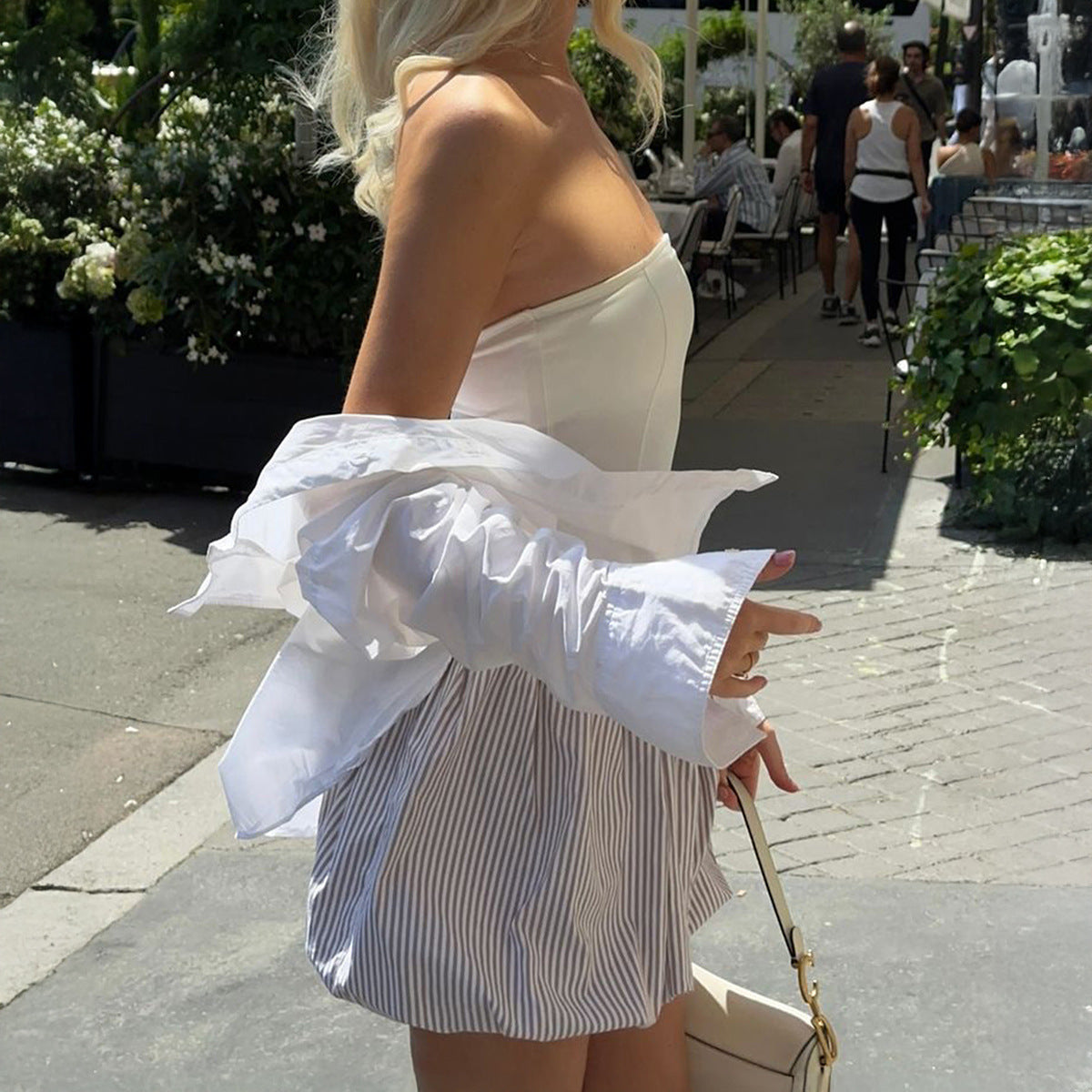 Casual Slim-fit Contrast Colors Tube Top Short Skirt Dress