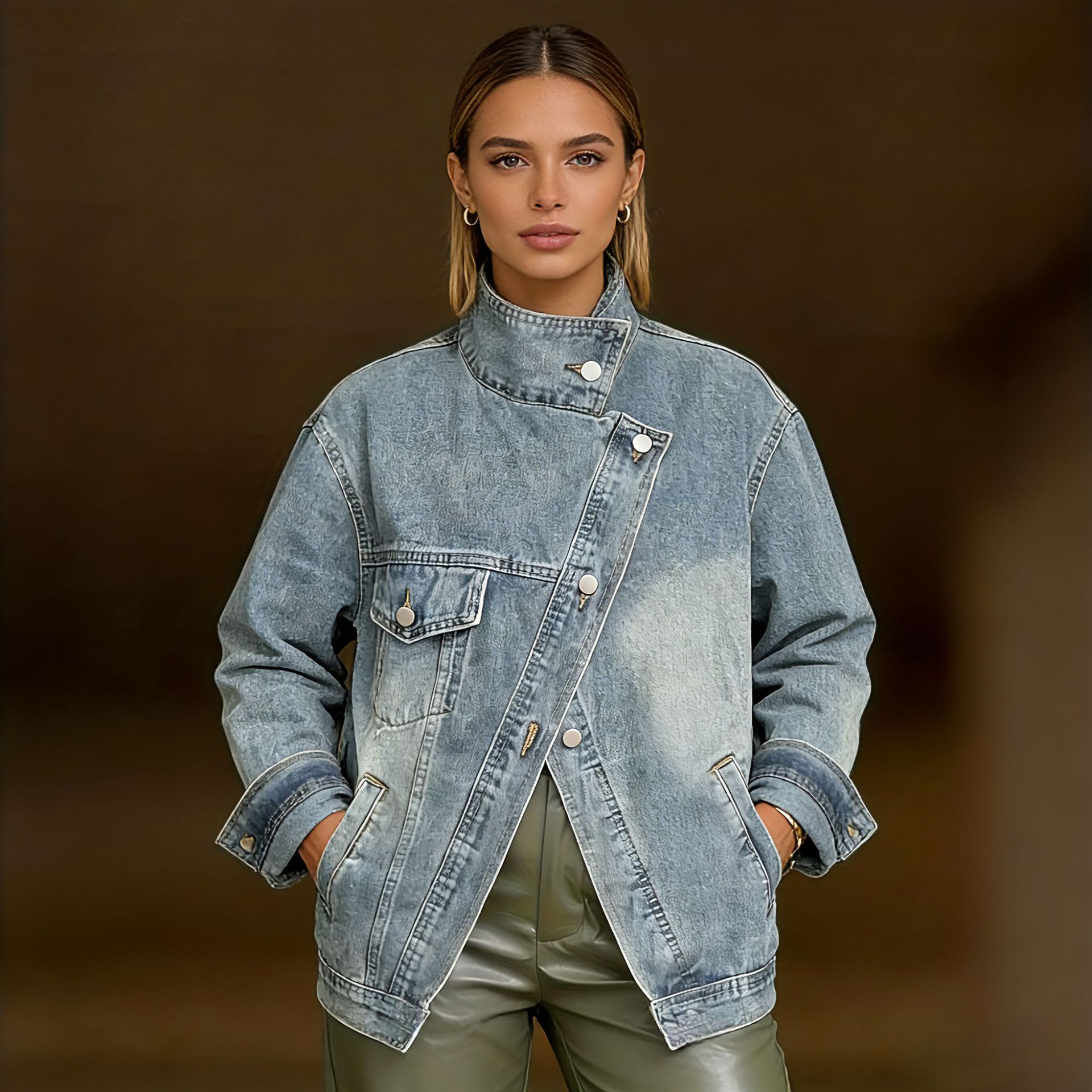 Irregular Single-pocket Denim Jacket