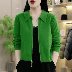 Womens Loose-fitting Short Versatile Zip-up Jacket
