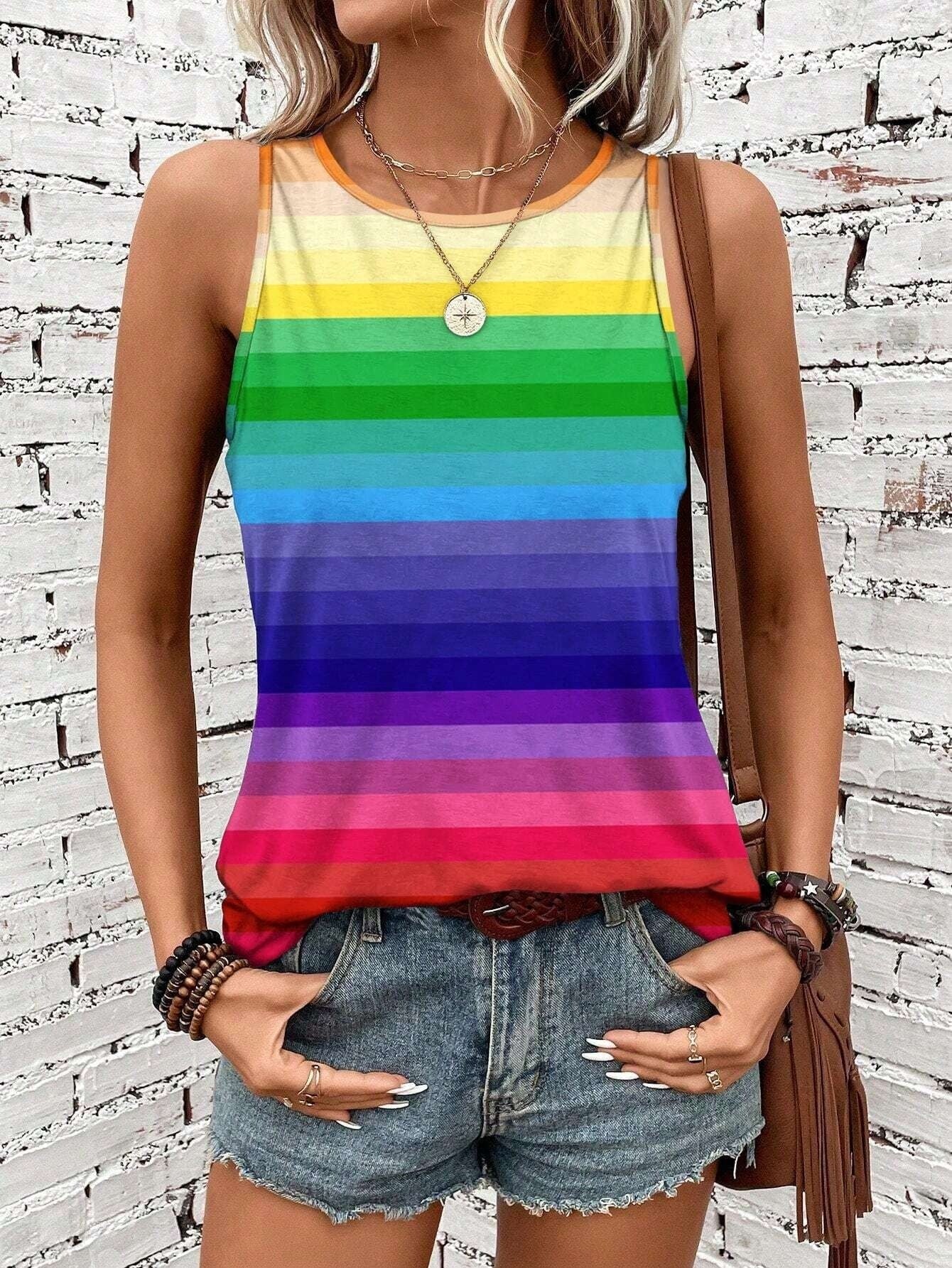 Women's Geometric Striped Garden Collar Vest