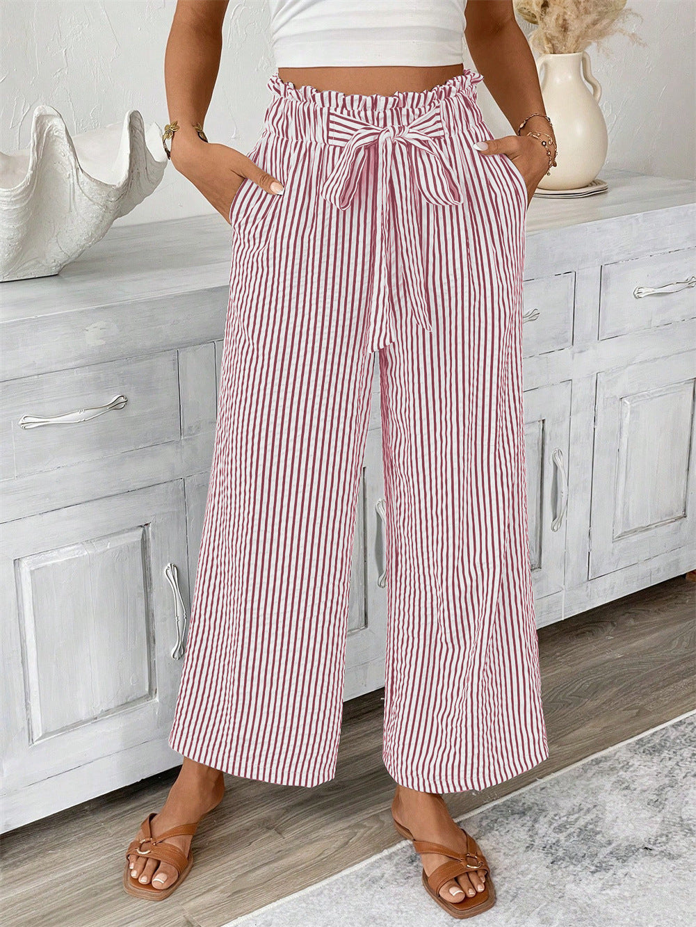 Women's Striped Elegant Straight-leg Pants