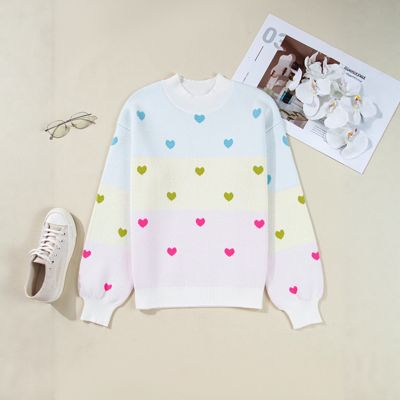 Relaxed-fit Long-sleeve Turtleneck Knit Casual Pullover Sweater