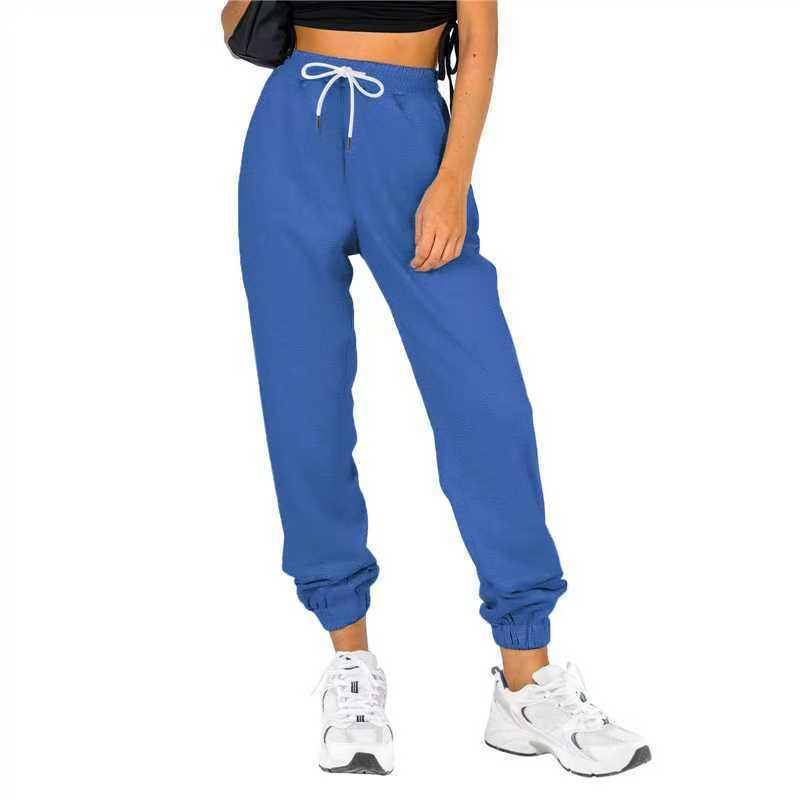Women's Waist Belt Pocket High Waist Ankle-tied Solid Color Casual Pants